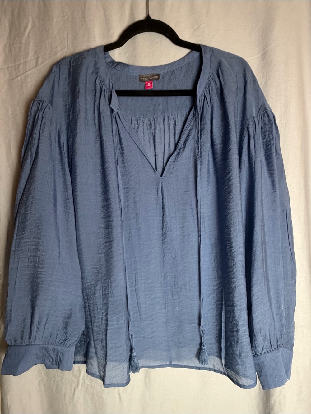 Vince Camuto Blue Peasant Blouse - Lightweight Women's Top, slightly sheer
